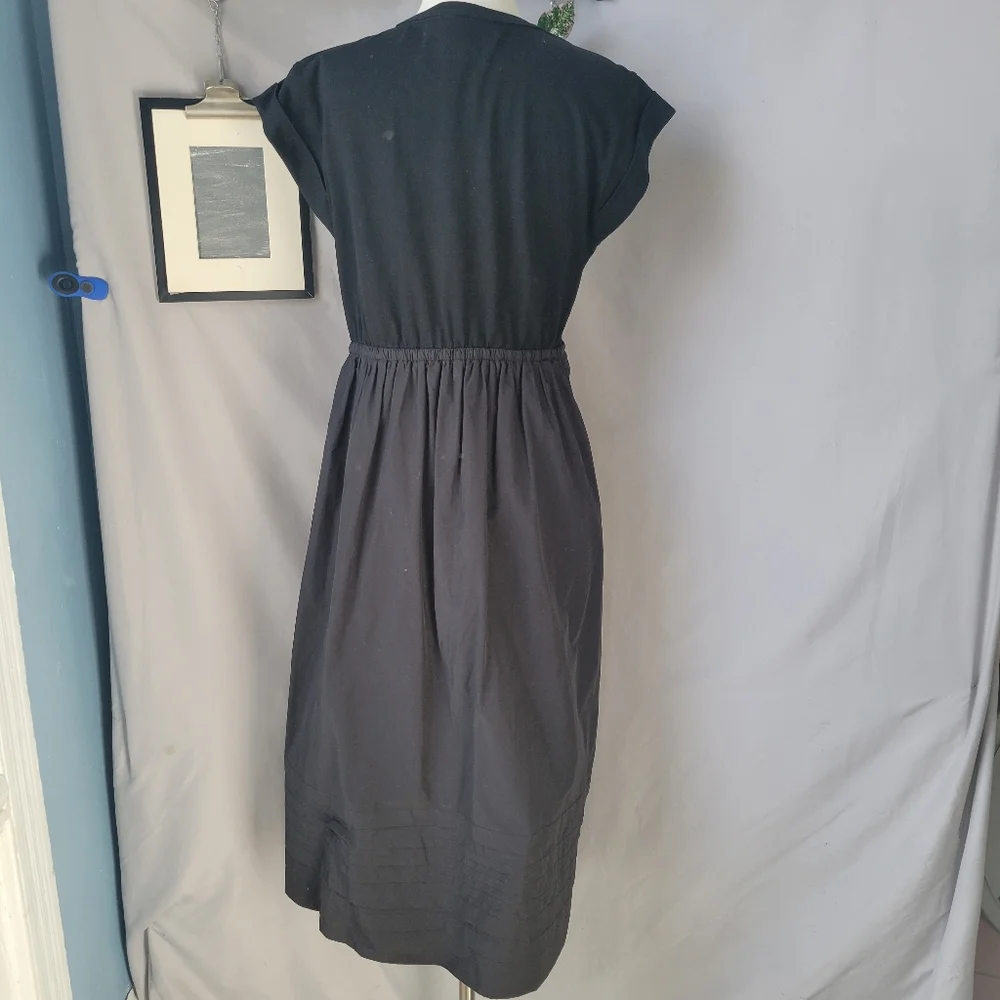 La Ligne Wilhelmina T-Shirt Midi Dress with Shirring Black M - Picture 8 of 13